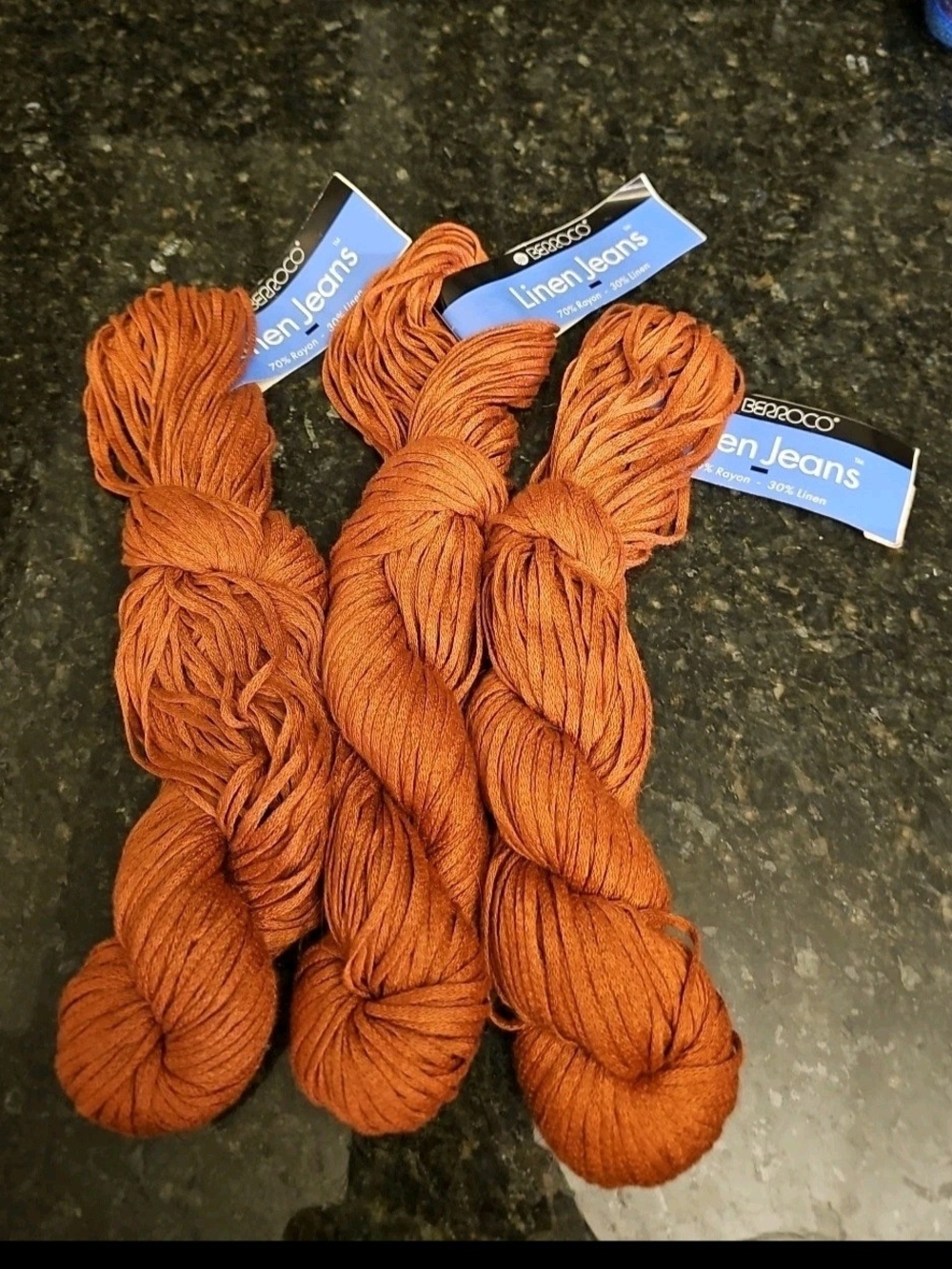 Berroco Linen Jeans Color 7415 Copper Lot Of 3 Made In Italy